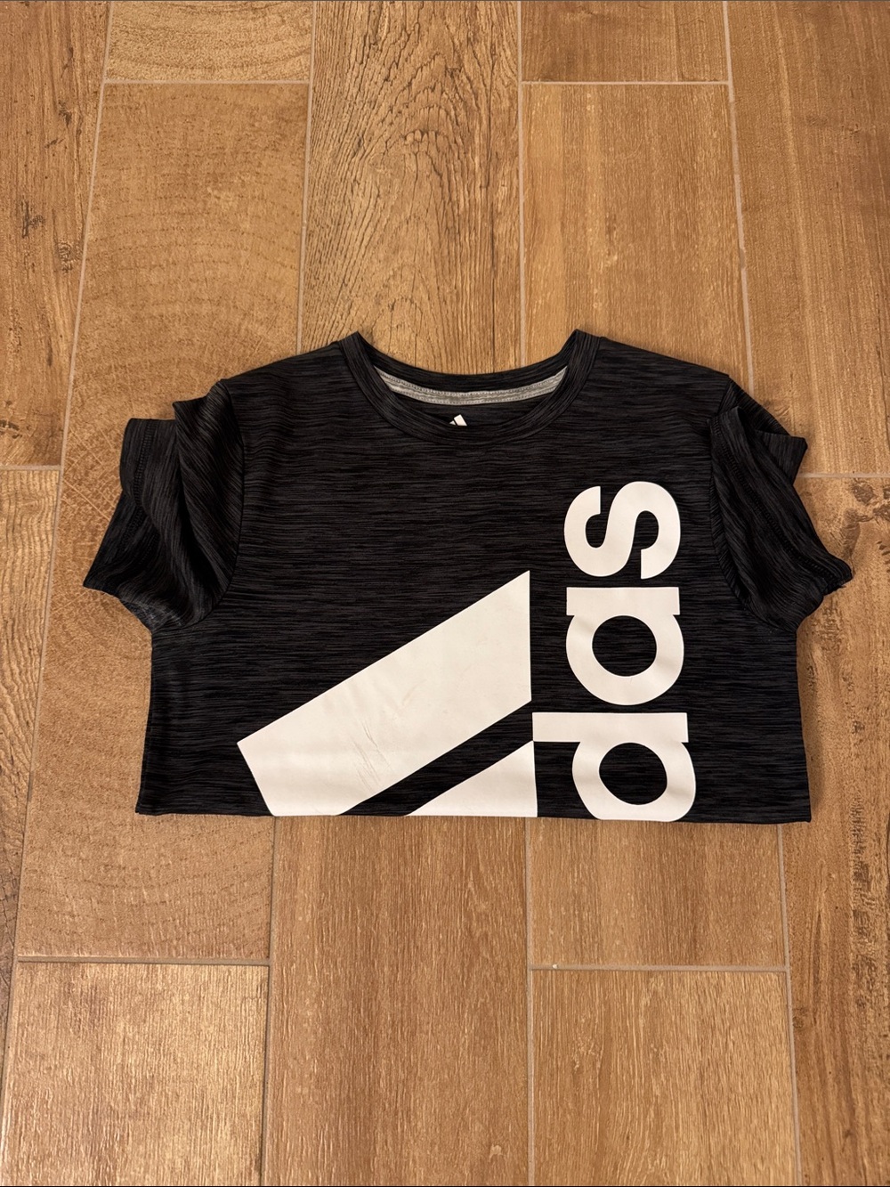 adidas Black Crop Tee with Bold White Logo